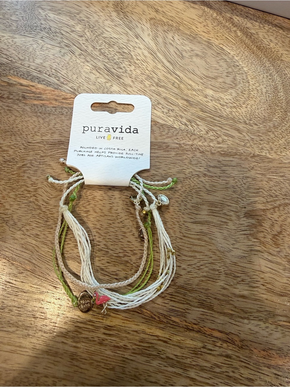 Pura Vida Green, White & Pink Multi-Strand Cord Bracelet Set